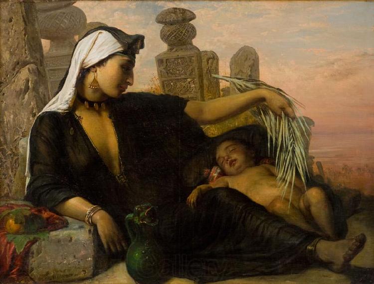 Elisabeth Jerichau Baumann Egyptian Fellah woman with her child. France oil painting art